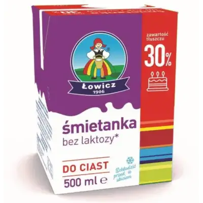 ŚMIETANA UHT BEZ LAKTOZY 30%